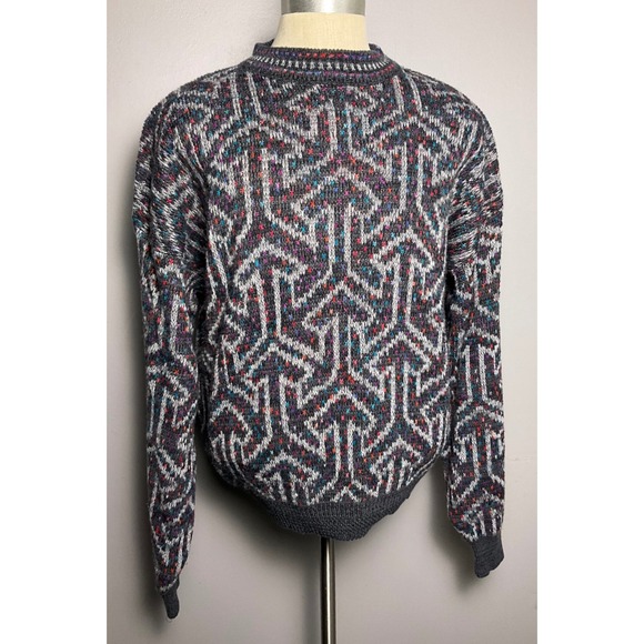 McGregor Other - Vintage McGregor Mens XL Geometric Knit Sweater Grey Multi Color Crewneck 90s